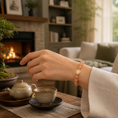 Natural Peach Moonstone Adjustable Soothing Bracelet featuring Peach Moonstone, Moonstone