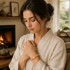 Natural Peach Moonstone Adjustable Soothing Bracelet featuring Peach Moonstone, Moonstone