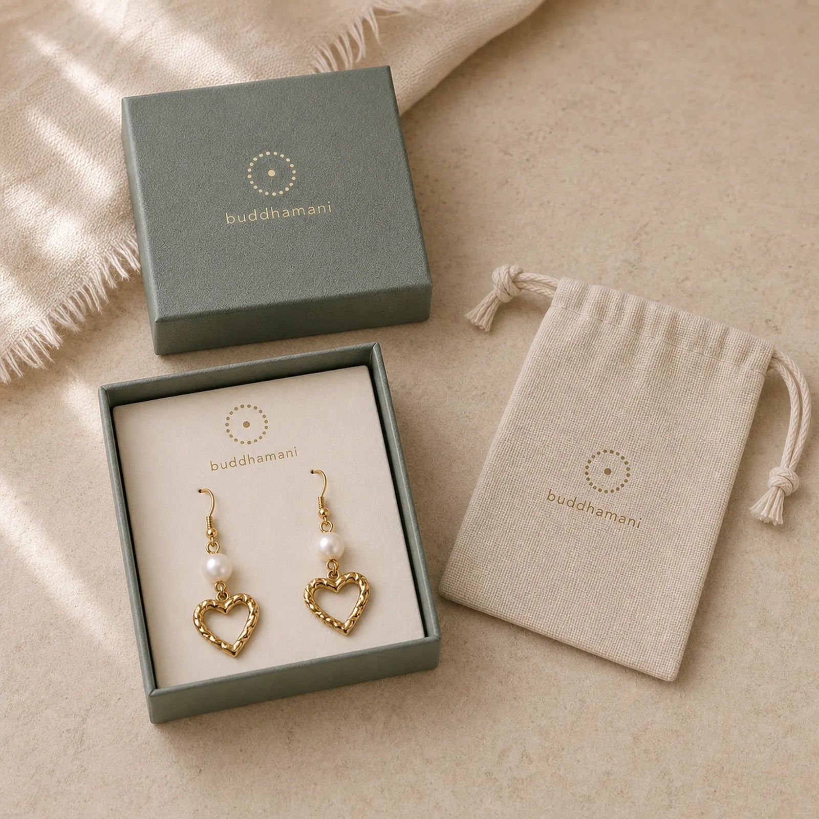 Natural Pearl Heart Shape Drop Dangle Healing Earrings featuring Pearl, Titanium Steel