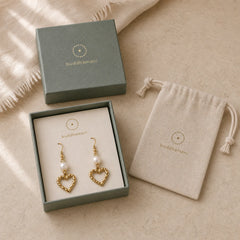 Natural Pearl Heart Shape Drop Dangle Healing Earrings featuring Pearl, Titanium Steel
