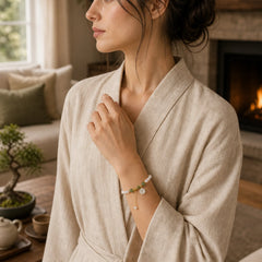 Natural Pearl Hetian Jade Happiness Wisdom Bead Bracelet featuring Pearl, Jade, Fu Character