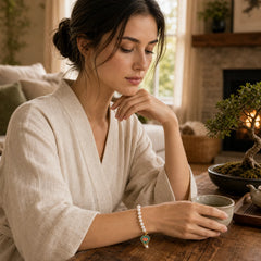 Natural Pearl Lotus Koi Fish Goldfish Optimism Charm Bracelet featuring Pearl, Lotus, Koi Fish