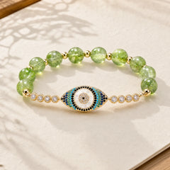 Natural Peridot Evil Eye Abundance Bracelet featuring Peridot, Evil Eye