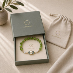 Natural Peridot Evil Eye Abundance Bracelet featuring Peridot, Evil Eye