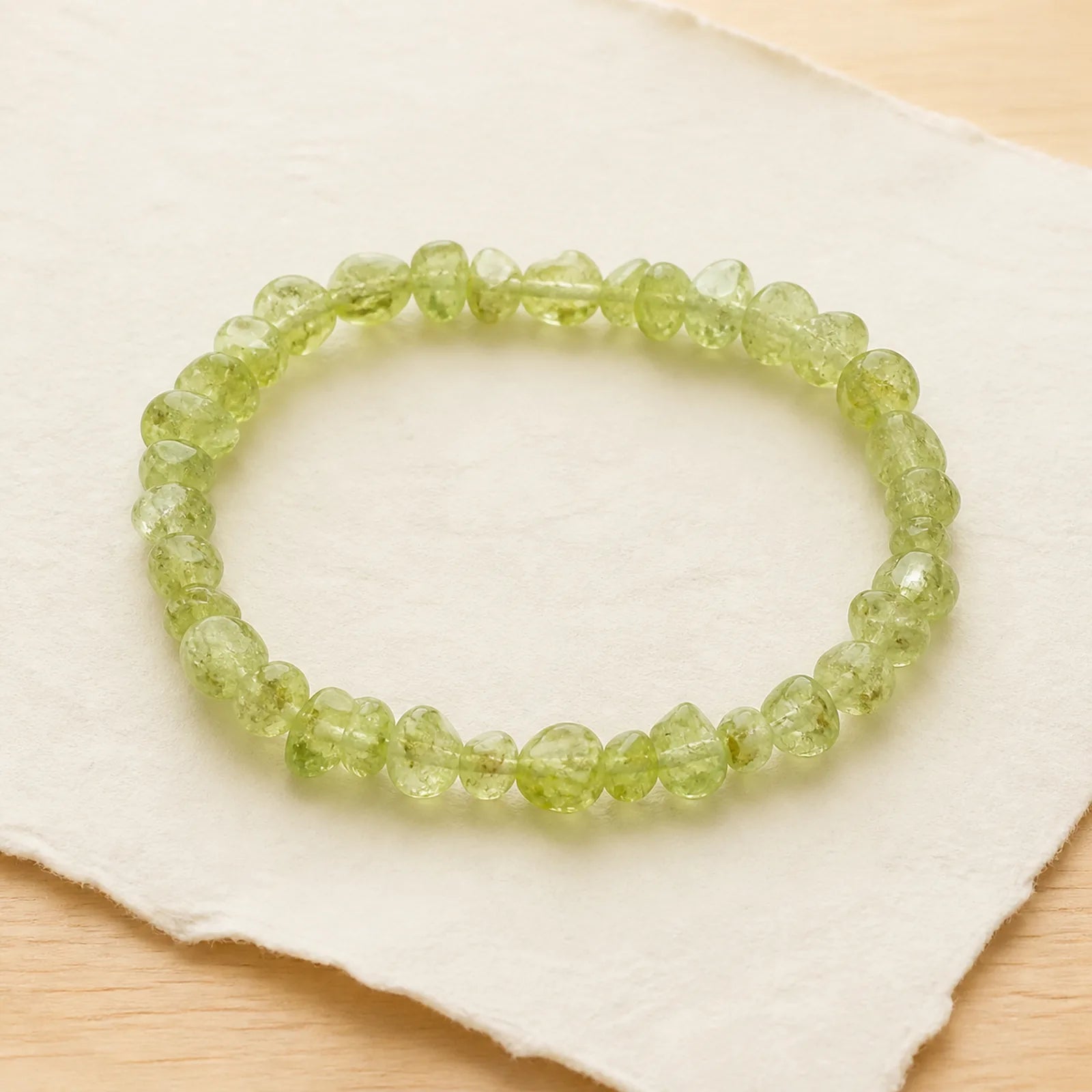 Natural Peridot Irregular Blocks Peace Bracelet featuring Peridot