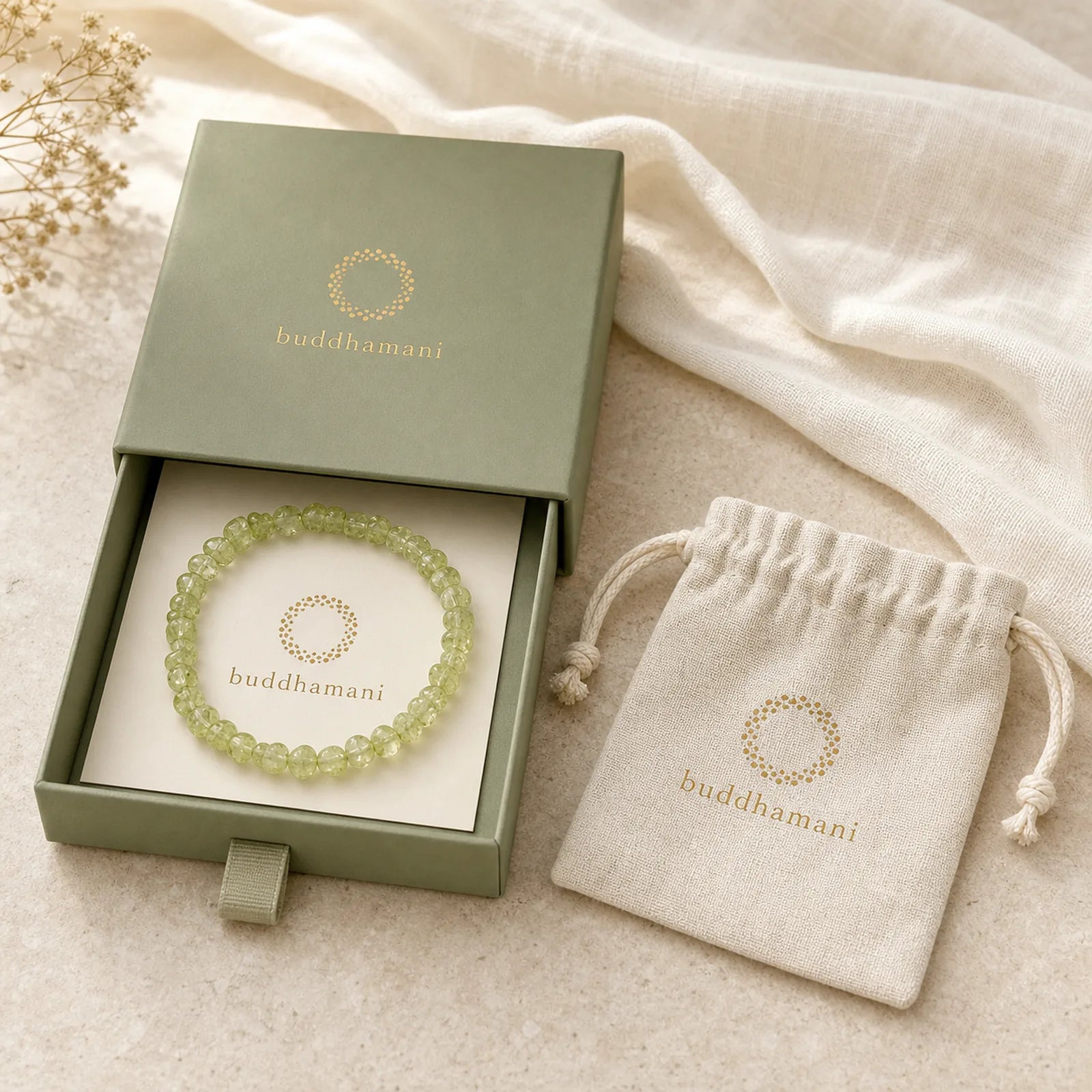 Natural Peridot Irregular Blocks Peace Bracelet featuring Peridot
