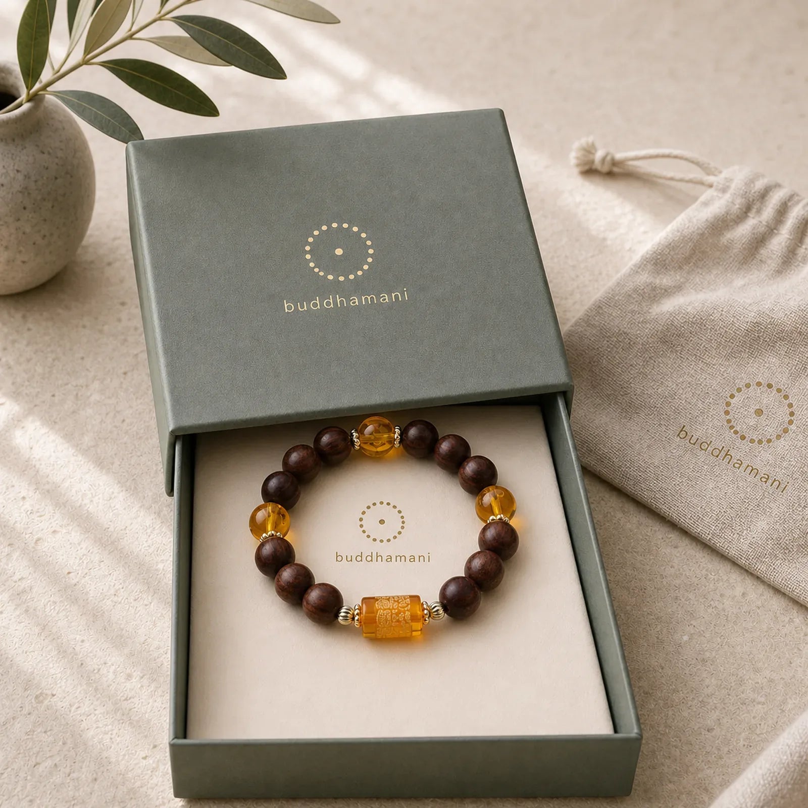 Natural Phoebe Zhennan Wood Om Mani Padme Hum God Of Wealth Crystal Protection Bracelet (Extra 40% Off | USE CODE: FS40) featuring Phoebe Zhennan Wood, Om Mani Padme Hum, Om