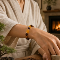 Natural Phoebe Zhennan Wood Om Mani Padme Hum God Of Wealth Crystal Protection Bracelet (Extra 40% Off | USE CODE: FS40) featuring Phoebe Zhennan Wood, Om Mani Padme Hum, Om