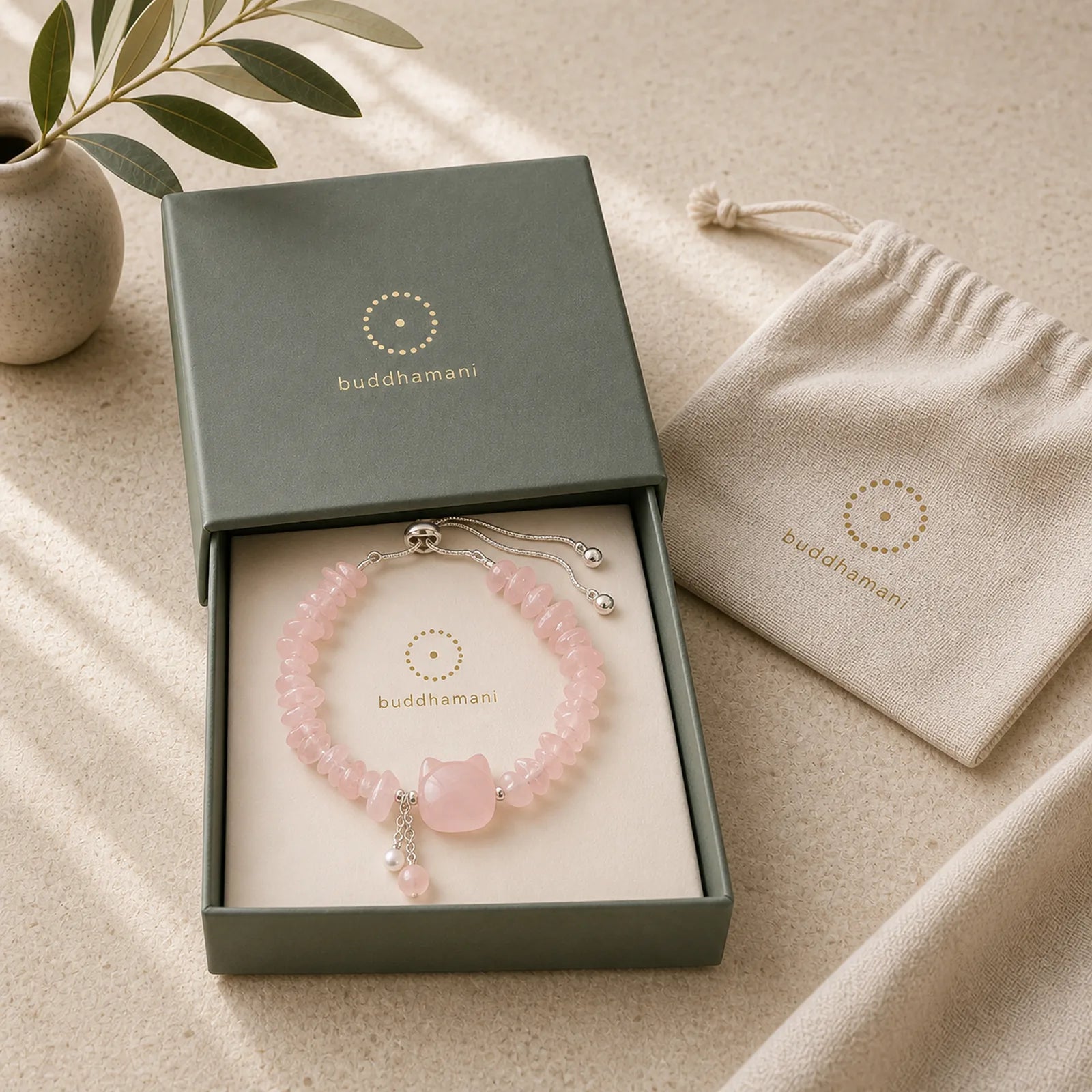 Natural Pink Crystal Agate Gravel Stone Cat Head Soothing Bracelet featuring Pink Crystal, Copper, Rose Quartz