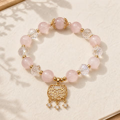 Natural Pink Crystal Soothing Protection Bracelet featuring Pink Crystal, Rose Quartz