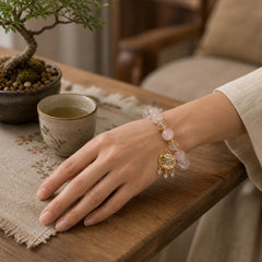 Natural Pink Crystal Soothing Protection Bracelet featuring Pink Crystal, Rose Quartz