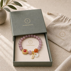 Natural Purple Chalcedony Candy Agate Peace Buckle Harmony Lucky Fortune Charm Bracelet featuring Chalcedony, Candy Agate, Peace Buckle