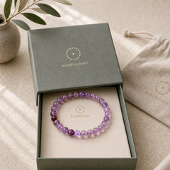 Natural Purple Phantom Love Wisdom Bracelet featuring Purple Phantom, Clear Quartz / White Crystal, Green Phantom