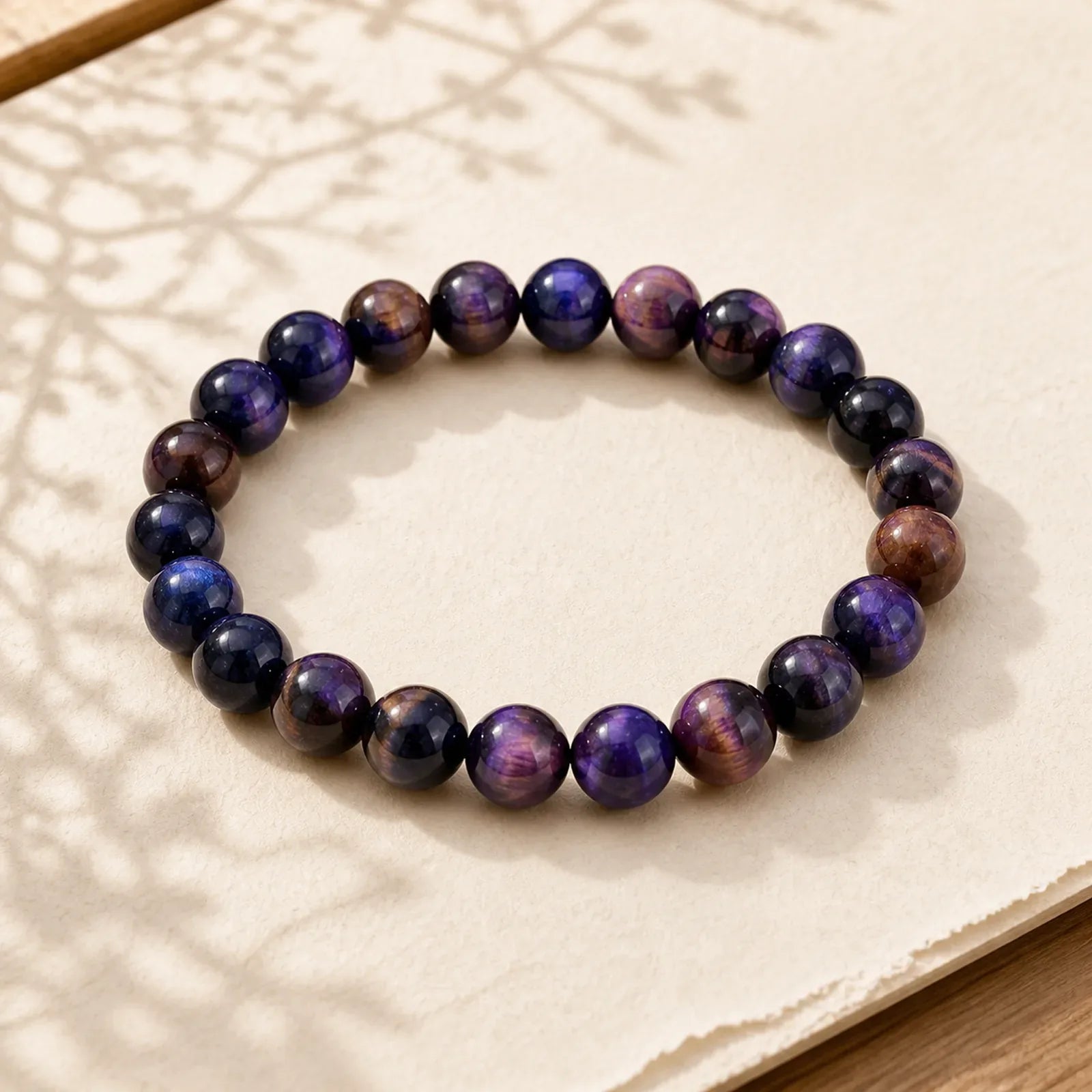 Natural Purple Tiger Eye Protection Strength Bracelet featuring Purple Tiger Eye, Tiger Eye