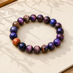 Natural Purple Tiger Eye Protection Strength Bracelet featuring Purple Tiger Eye, Tiger Eye