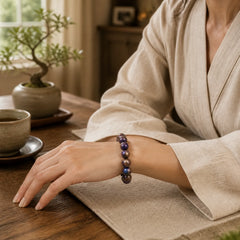 Natural Purple Tiger Eye Protection Strength Bracelet featuring Purple Tiger Eye, Tiger Eye
