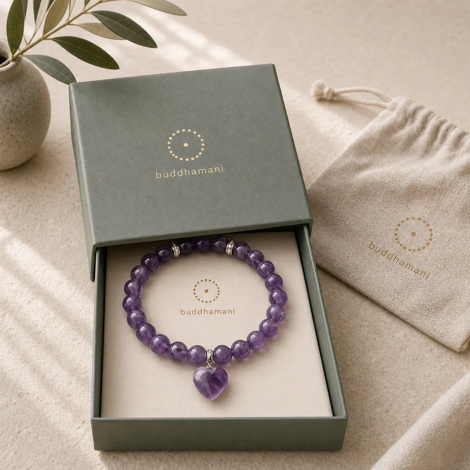 Natural Quartz Love Heart Healing Beads Bracelet featuring Amethyst, Pink Crystal, Lapis Lazuli (Lazurite)