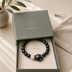 Natural Rainbow Obsidian Gold Sheen Obsidian Silver Sheen Obsidian Fox Healing Bracelet featuring Rainbow Obsidian, Gold Sheen Obsidian, Silver