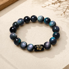 Natural Rainbow Obsidian Positive Transformation Bracelet featuring Rainbow Obsidian