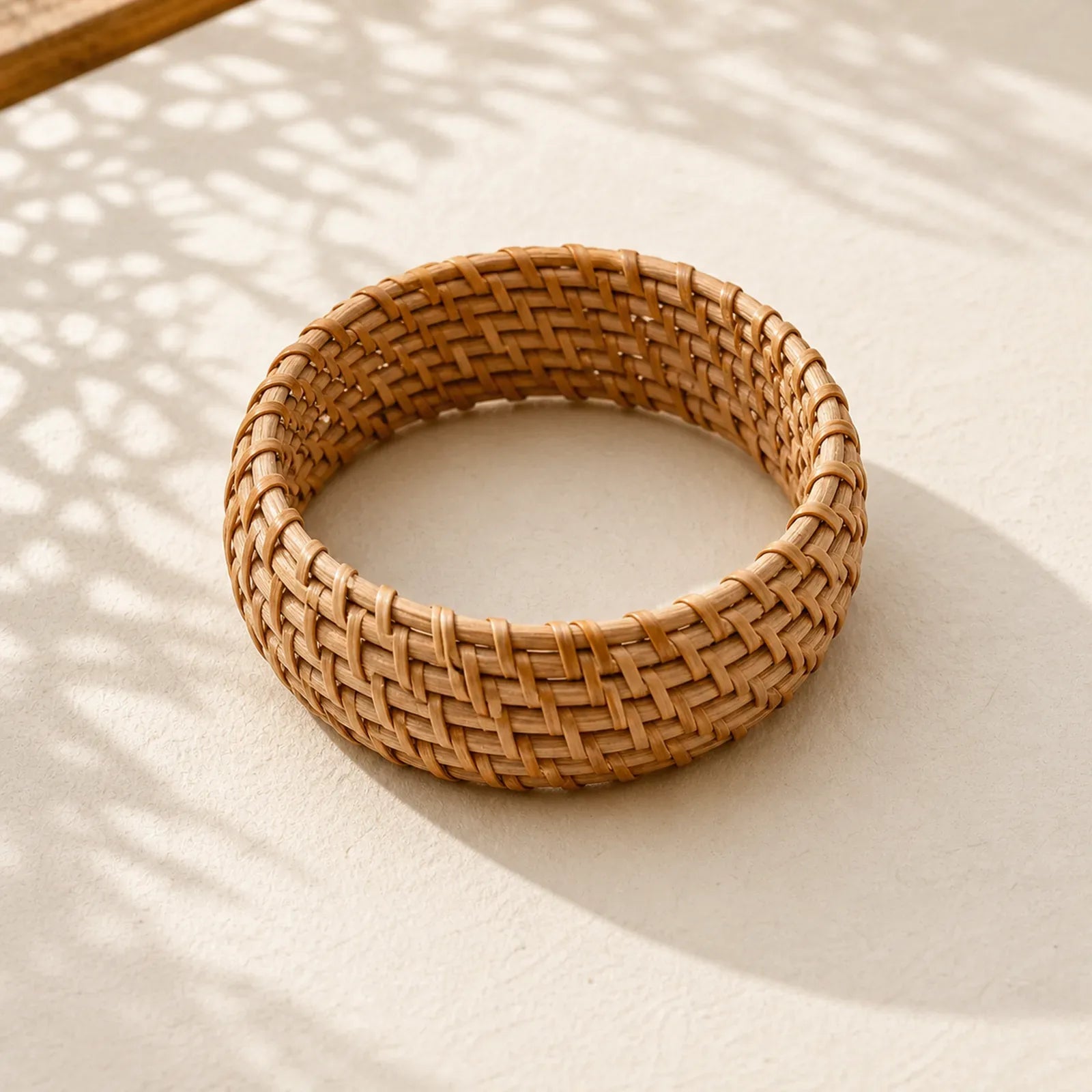 Natural Rattan Protection Hand-Woven Boho Wide Bracelet Bangle featuring
