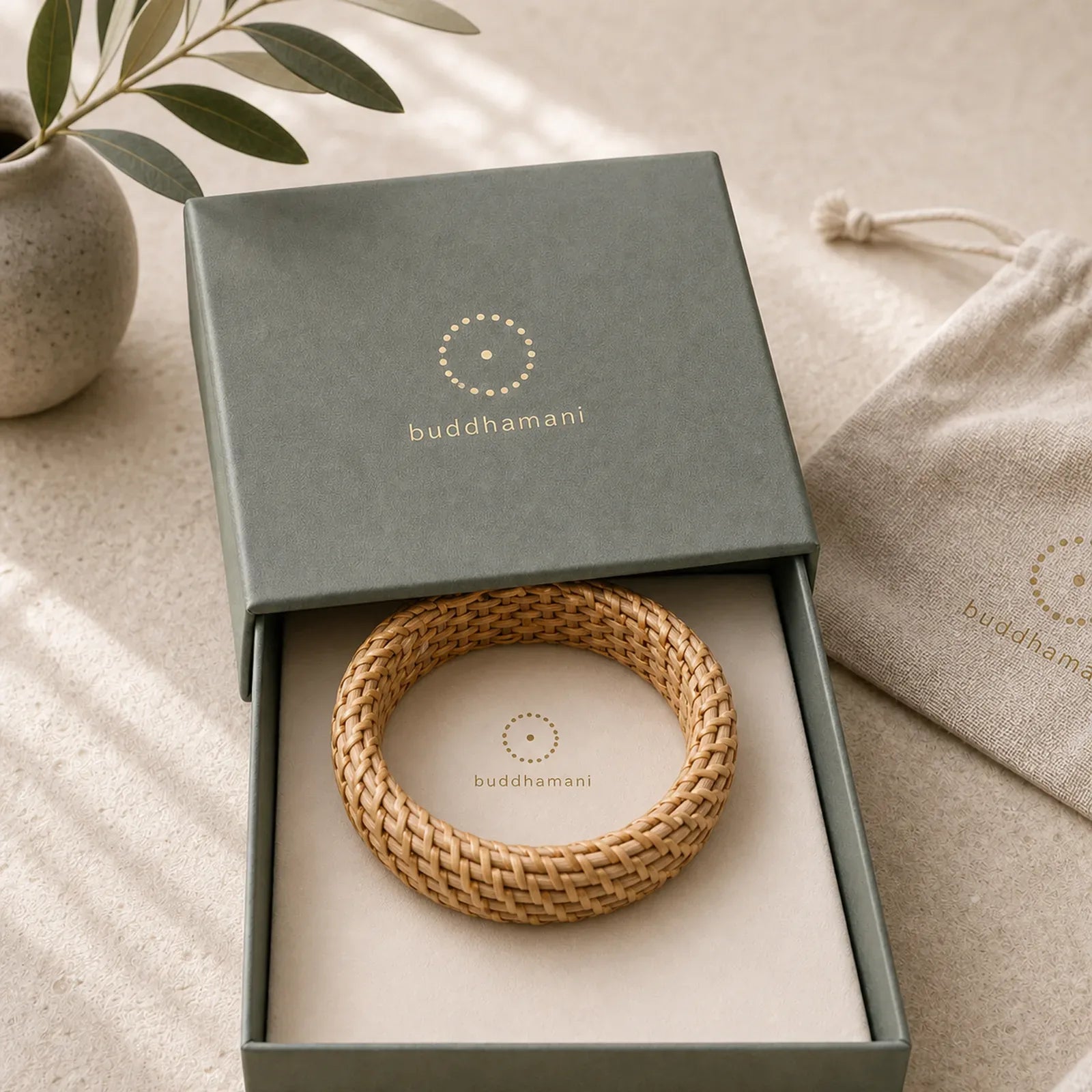 Natural Rattan Protection Hand-Woven Boho Wide Bracelet Bangle featuring