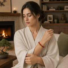 Natural Red Agate Blessing Letter Confidence Bracelet featuring Red Agate, Copper