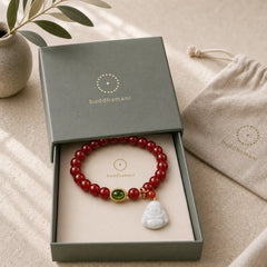 Natural Red Agate Buddha Success Bracelet featuring Red Agate, Buddha Symbol, Laughing Buddha