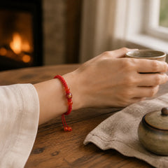 Natural Red Agate Chinese Zodiac Red String Braided Protection Luck Bracelet featuring Red Agate, Red String, Dragon