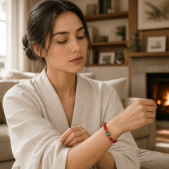 Natural Red Agate Green Agate Buddhist Sutras Calm Bracelet featuring Red Agate, Green Agate, Copper