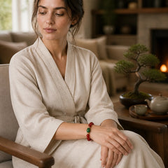 Natural Red Agate Green Agate Buddhist Sutras Calm Bracelet featuring Red Agate, Green Agate, Copper