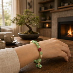 Natural Red Agate Green Agate Gourd Cinnabar Flower Beads Confidence Bracelet featuring Red Agate, Green Agate, Cinnabar