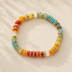 Natural Red Agate Jade Rainbow Confidence Bracelet featuring Red Agate, Jade, Turquoise