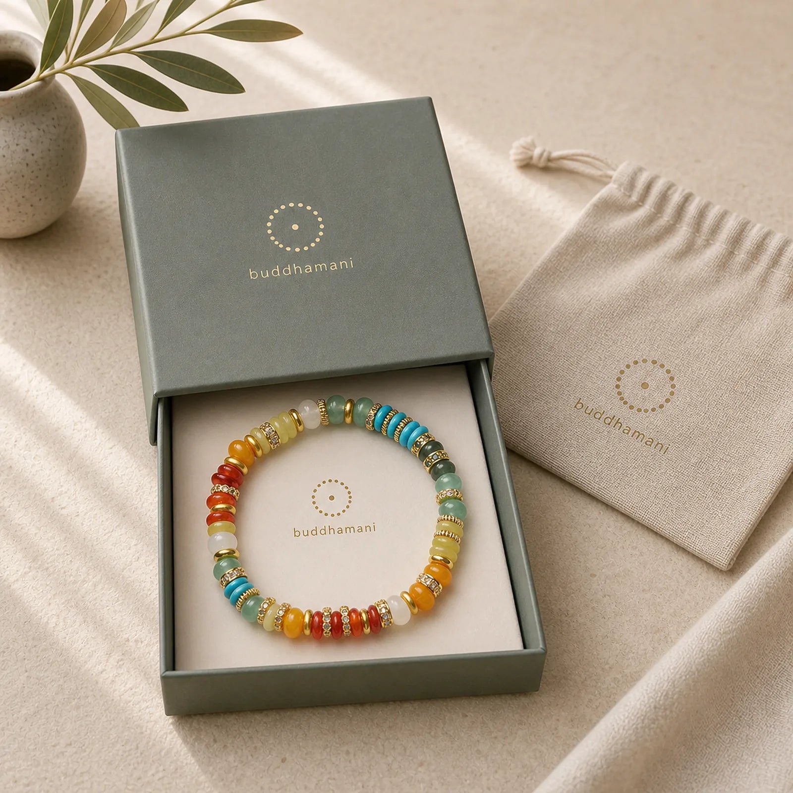 Natural Red Agate Jade Rainbow Confidence Bracelet featuring Red Agate, Jade, Turquoise