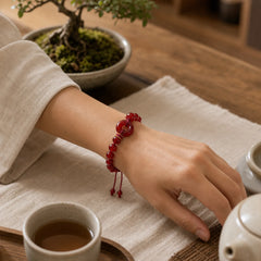 Natural Red Agate Peace Buckle Logical Thinking Red Rope Bracelet featuring Red Agate, Peace Buckle, Copper