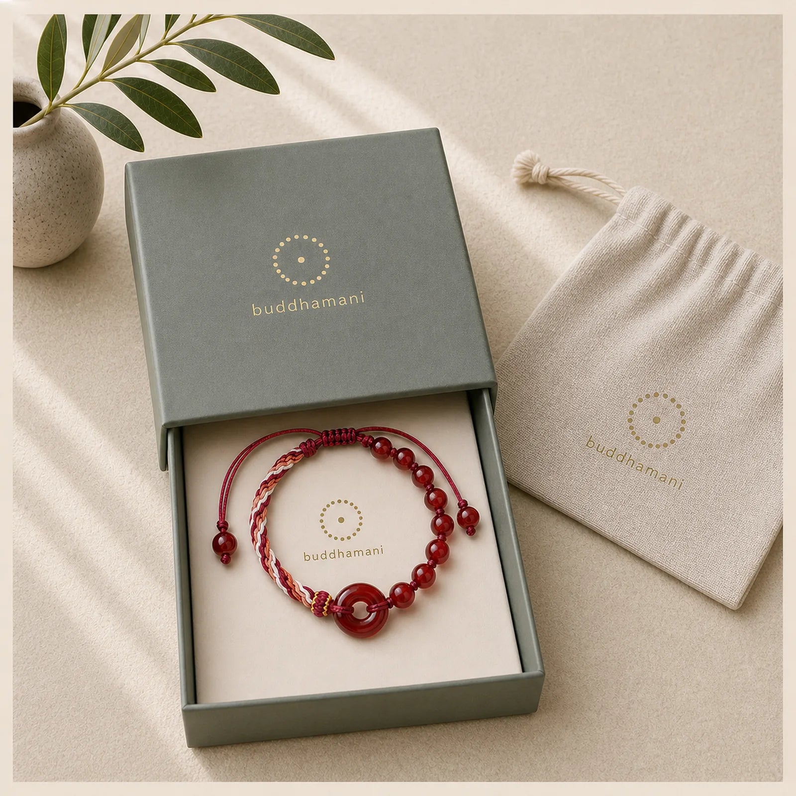 Natural Red Agate Peace Buckle Logical Thinking Red Rope Bracelet featuring Red Agate, Peace Buckle, Copper