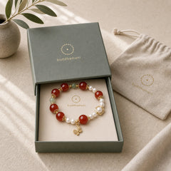 Natural Red Agate Pearl Butterfly Self-acceptance Bracelet featuring Red Agate, Pearl, Butterfly