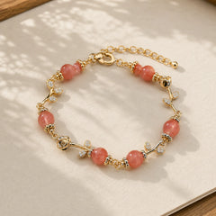 Natural Red Agate Rose Confidence Calm Chain Bracelet featuring Red Agate, Copper