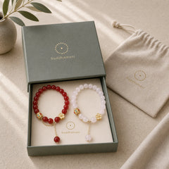 Natural Red Agate White Agate Peach Blossom Self-acceptance Bracelet featuring Red Agate, White Agate, White Stone