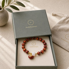 Natural Red Tiger Eye Pumpkin Calm Bracelet featuring Red Tiger Eye, Tiger Eye, Pixiu