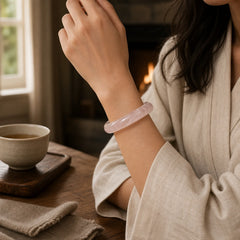 Natural Rose Quartz Love Caring Bracelet Bangle featuring Rose Quartz, Jade