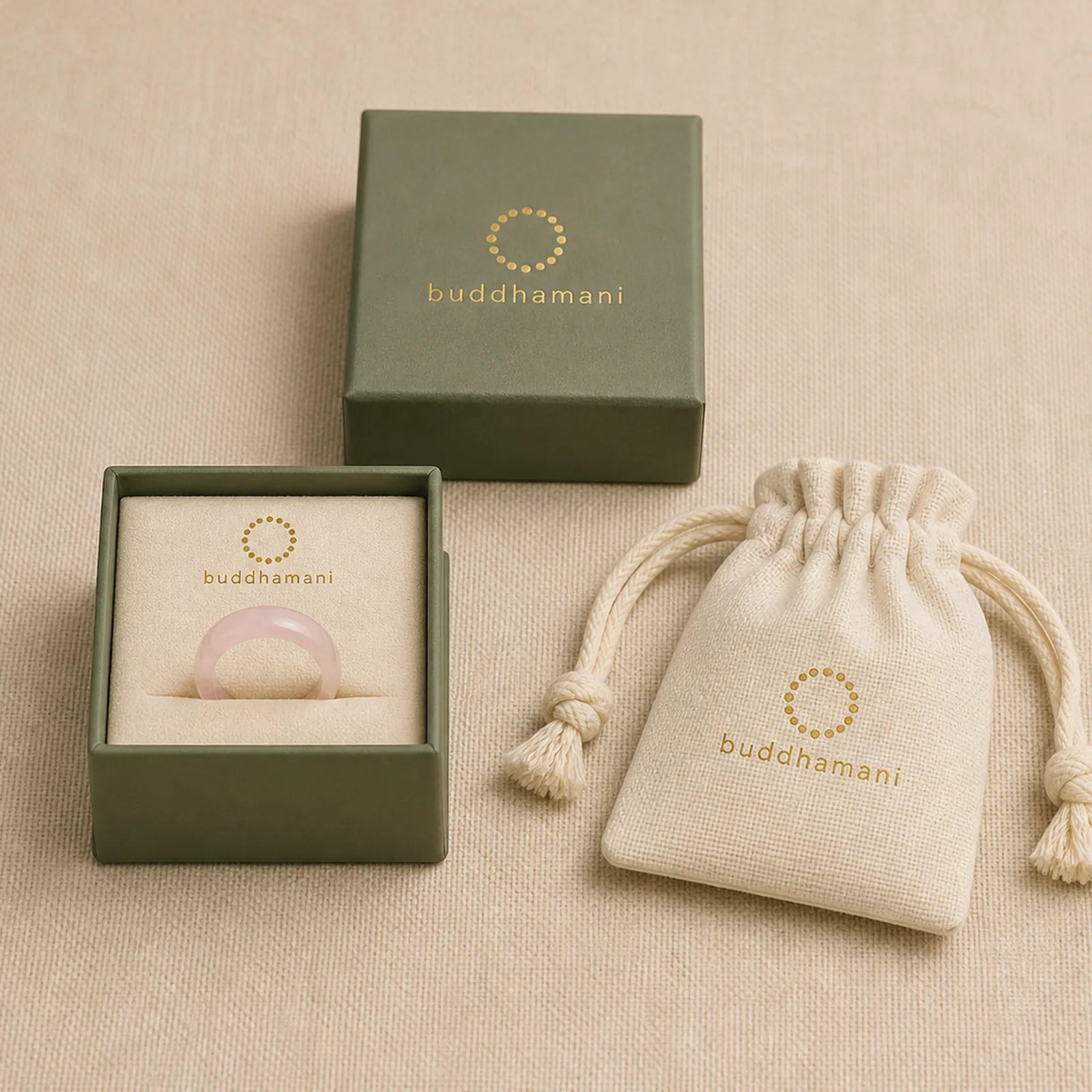 Natural Rose Quartz Loving Energy Healing Ring featuring Rose Quartz