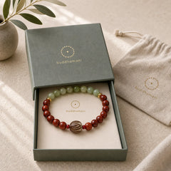 Natural Rosewood Cyan Jade Bodhi Seed Lotus Warmth Calm Bracelet featuring Rosewood, Cyan Jade, Jade