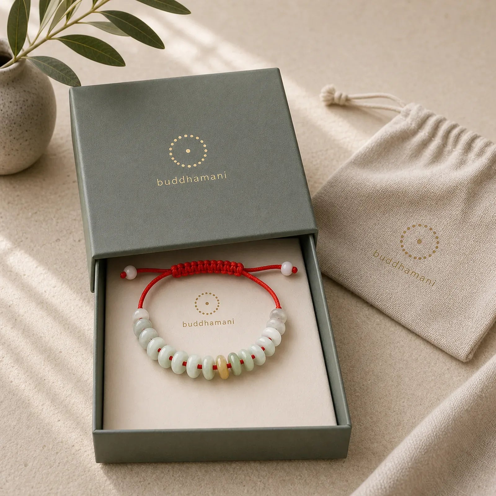 Natural Round Jade Luck Red String Protection Bracelet featuring Jade, Red String