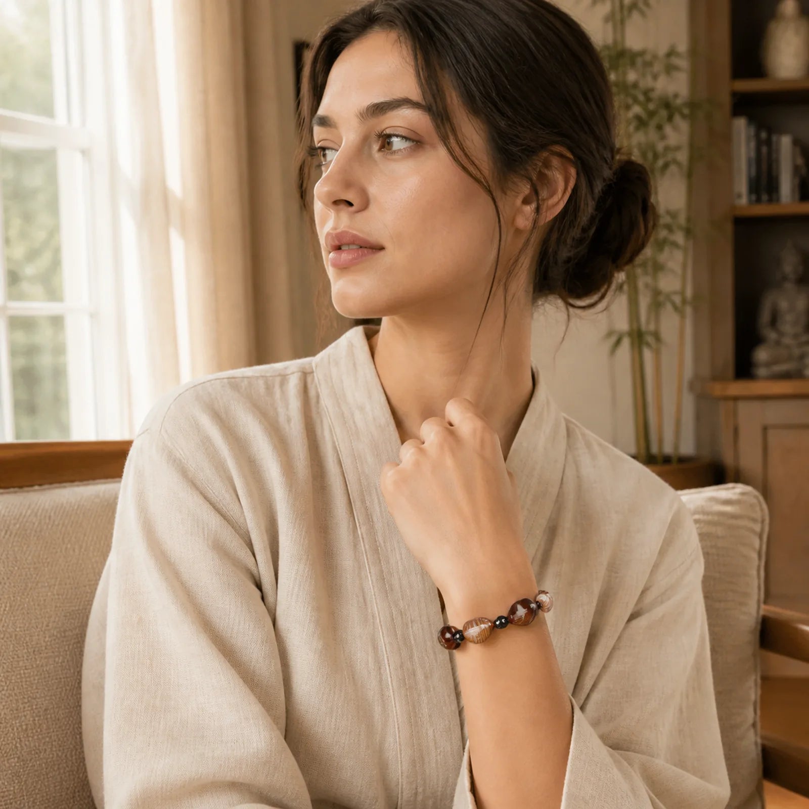 Natural Sardonyx Courage Happiness Bracelet featuring Sardonyx