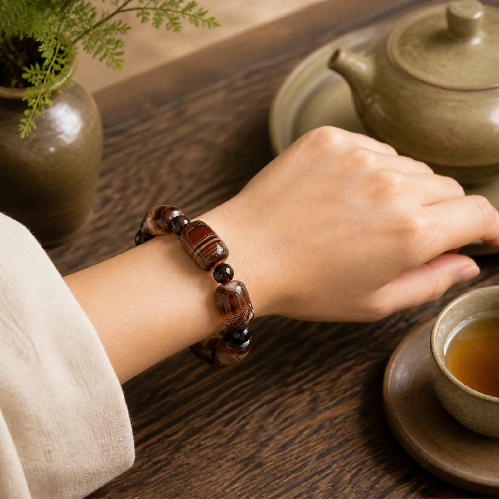 Natural Sardonyx Courage Happiness Bracelet featuring Sardonyx