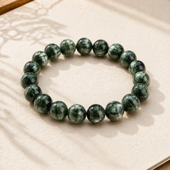 Natural Seraphinite Round Emotional Balance Beaded Bracelet featuring Seraphinite