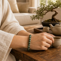 Natural Seraphinite Round Emotional Balance Beaded Bracelet featuring Seraphinite