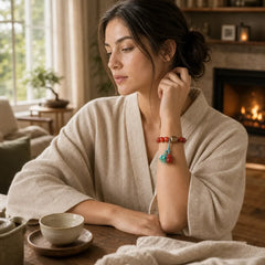 Natural South Red Agate Pixiu Dzi Bead Fortune Luck Bracelet featuring South Red Agate, Red Agate, Pixiu