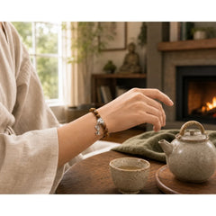 Natural Stone Kitten Cat Head Protection Bracelet featuring Copper