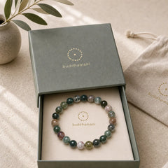 Natural Stone Sea Sediment Jasper Agate Protection Peace Bracelet featuring Sea Sediment Jasper